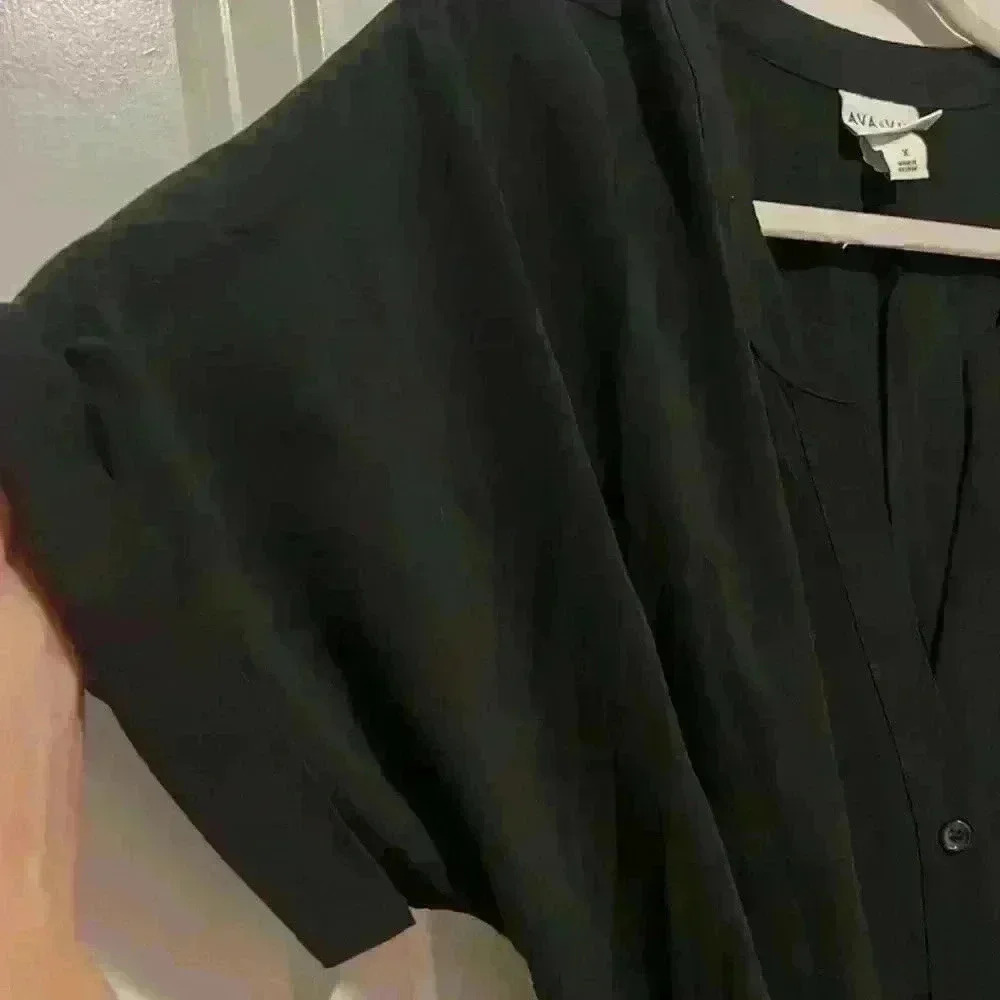 Ava & Viv size X black dress button down w tie like new condition - Picture 4 of 8